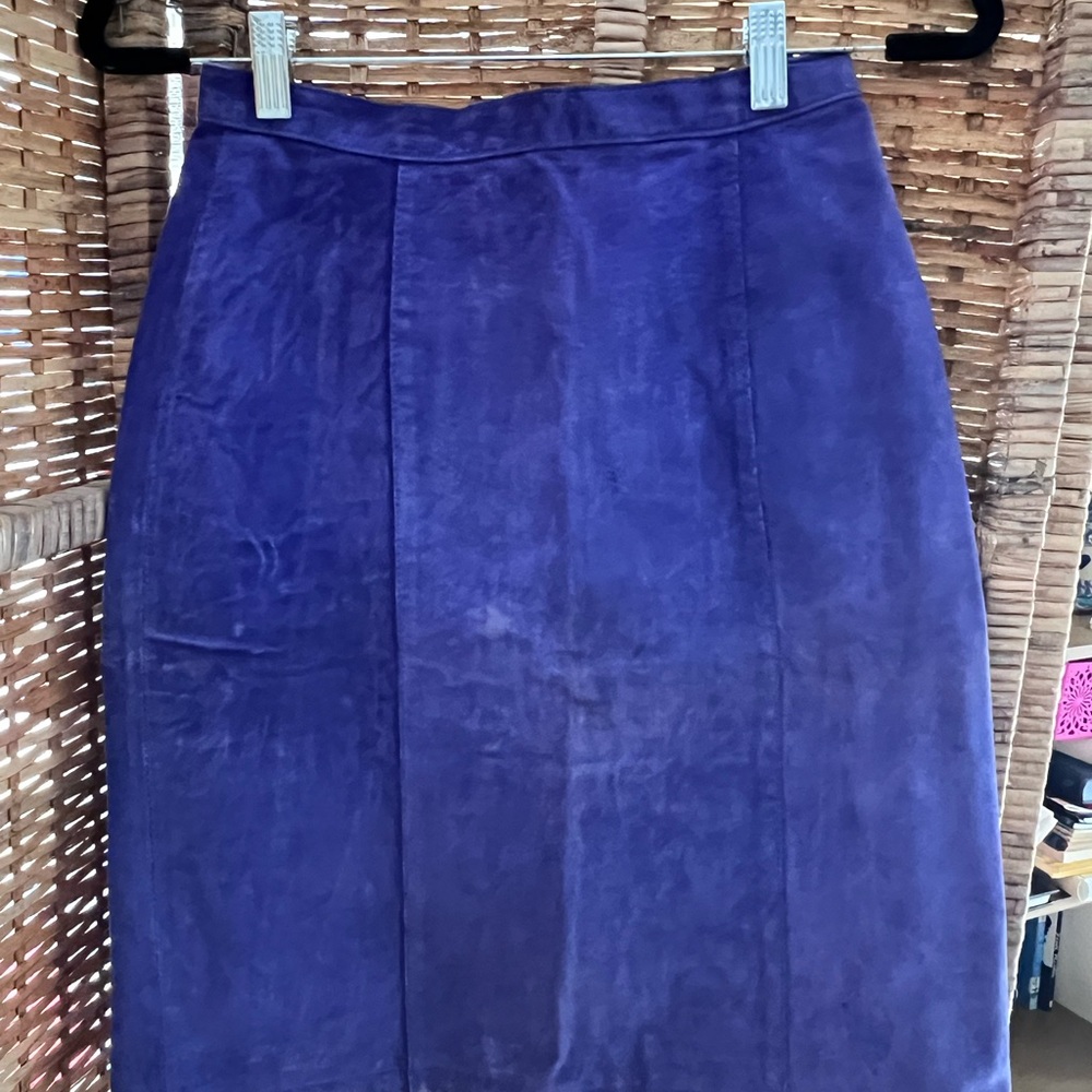 Chic 100% Leather Vintage Blue Pencil Skirt